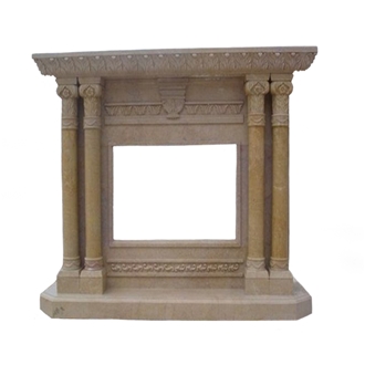 Customized Modern Bursa Beige Marble Indoor Fireplace
