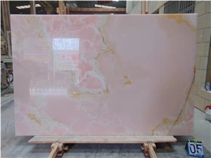 Hot Sell Pure Pink Onyx Stone Slab Tile For  Wall And Table
